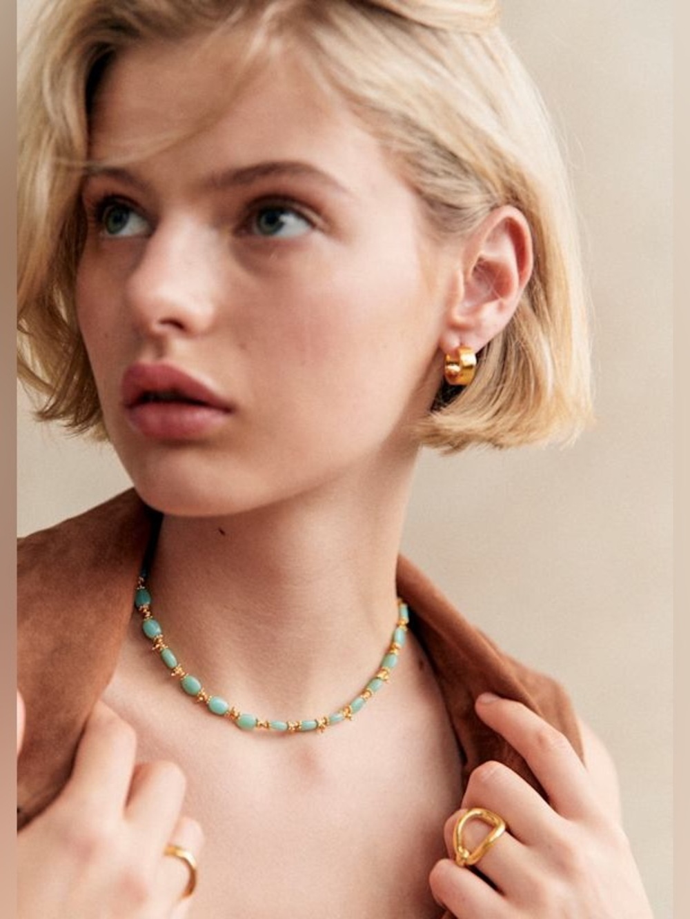 Sezane Milo Necklace in Turquoise NWT